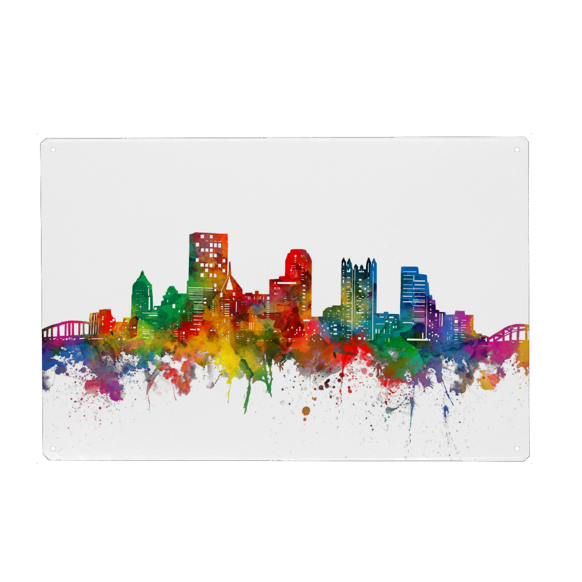 Metall Poster "Pittsburgh skyline watercolor" artboxONE - Städte - Pittsburgh,Pennsylvania,Usa,America,Silhouette - Blechschild