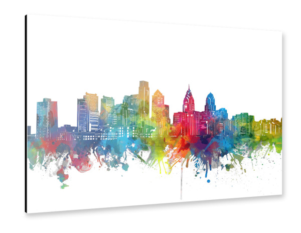 Alu-Dibond "Philadelphia skyline colorful" 30x20 cm artboxONE