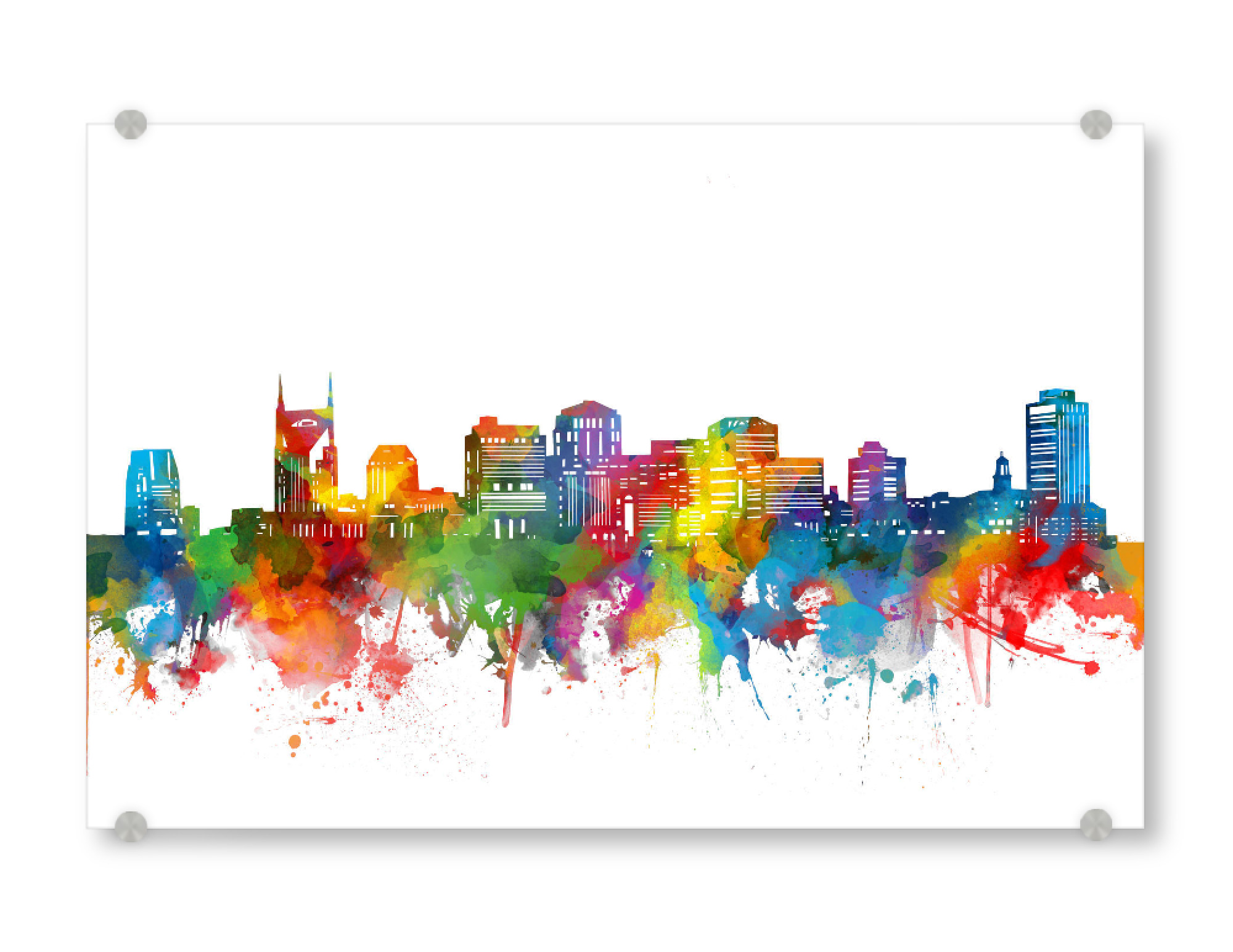 Acrylglasbild "Nashville skyline watercolor" artboxONE - Städte,Reise,Abstrakt,Architektur