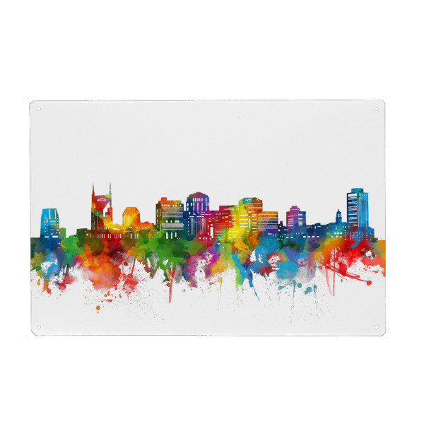 Holzbild "Nashville skyline watercolor" artboxONE - Städte,Reise,Abstrakt,Architektur
