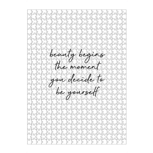 Puzzle Ravensburger "Beauty Begins" artboxONE - Typografie,Schwarzweiß,Fashion - Selflove,Self confident,Be yourself,Wisdom quotes,Female