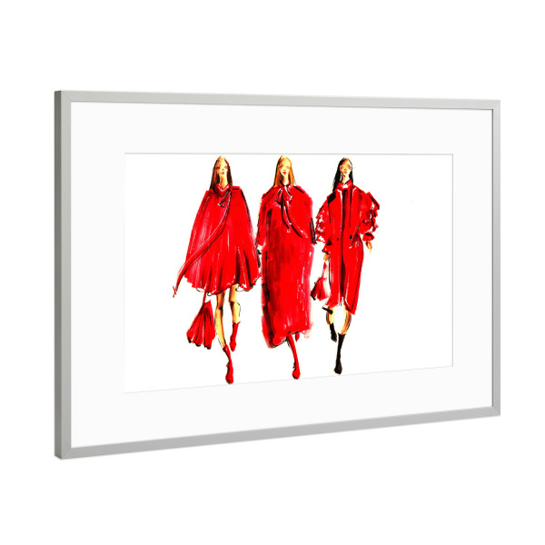 Poster mit Rahmen Silber "Runway Ladies" artboxONE - Menschen,Fashion - Fashion illustration,Runway,Haute couture,Girls