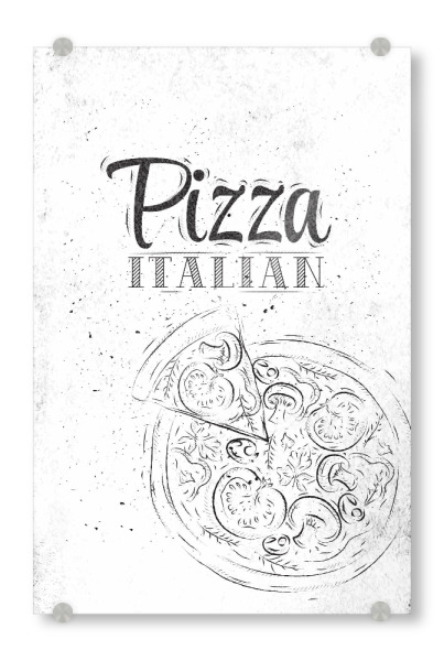 Acrylglasbild "Pizza italian dirty paper" artboxONE - Essen & Trinken - Pizza,Slice pizza,Italian,Traditional,Slice