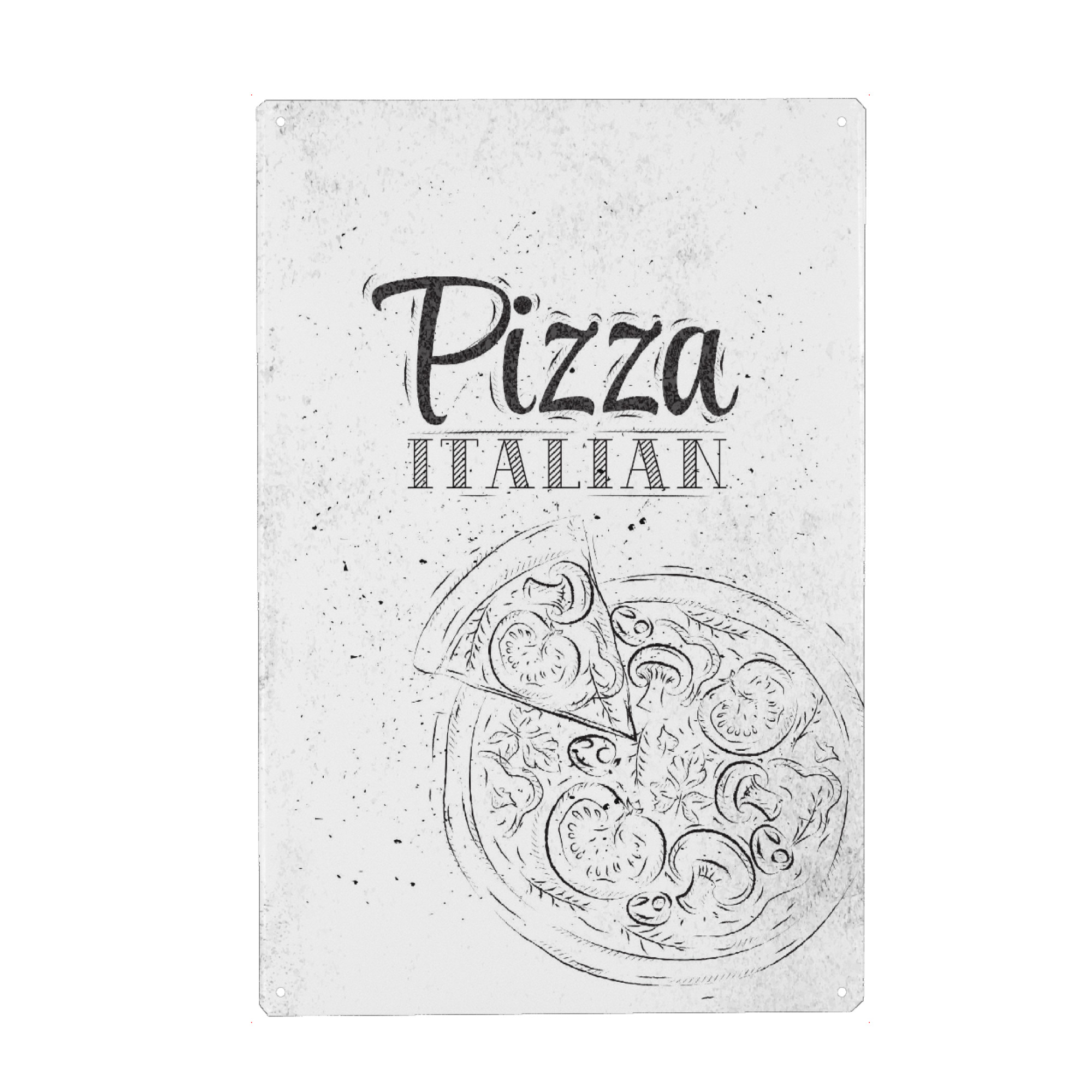 Metall Poster "Pizza italian dirty paper" artboxONE - Essen & Trinken - Pizza,Slice pizza,Italian,Traditional,Slice - Blechschild