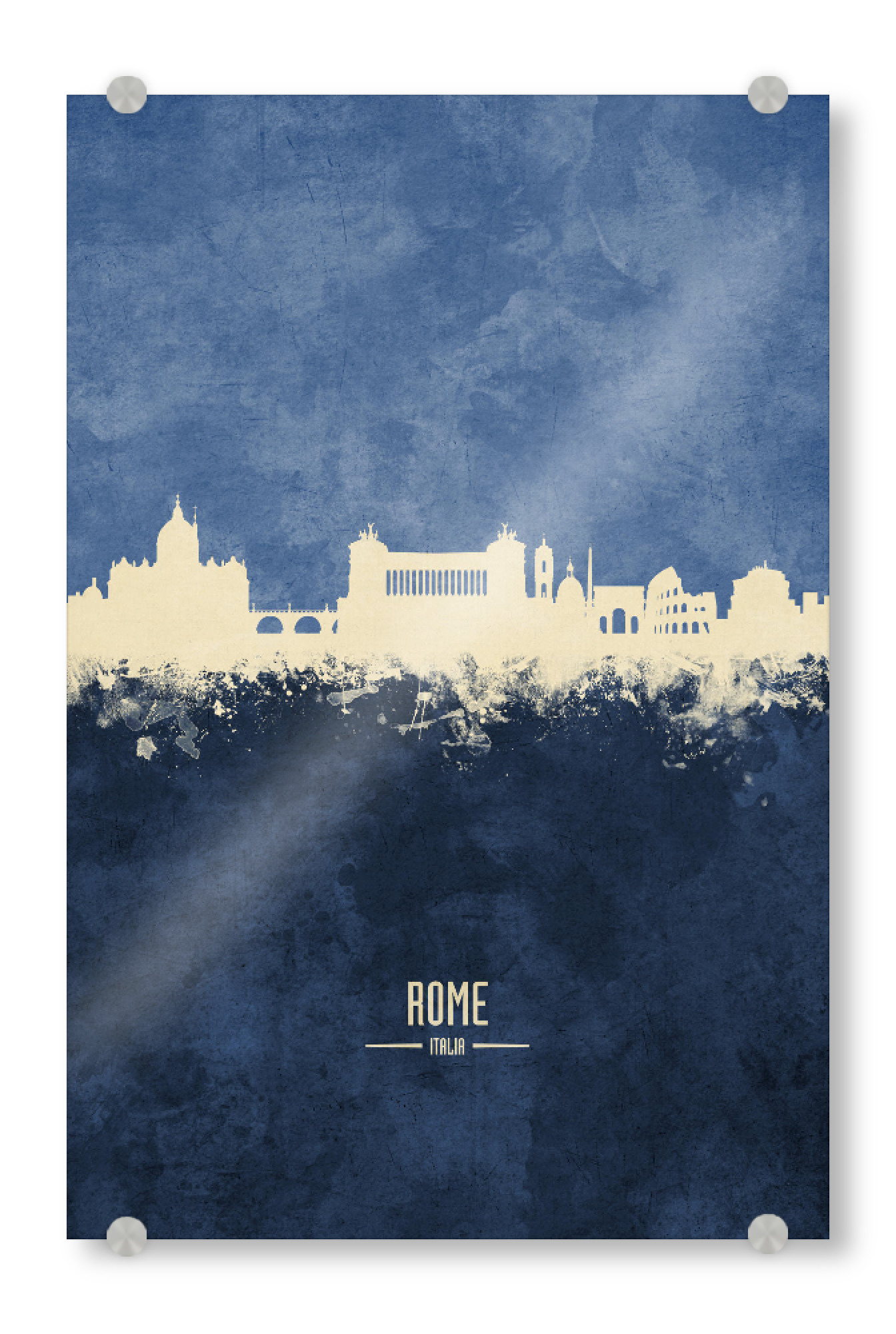 Acrylglasbild "Rome Skyline Navy" artboxONE - Städte / Rom - Rome,Italy,Skyline,Cityscape,Painting,Watercolour,Stadtbild
