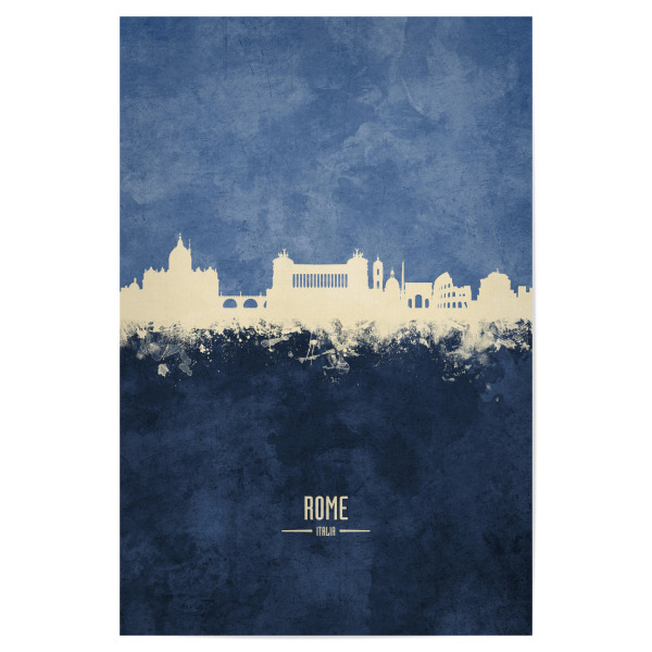 Poster 30x20 cm "Rome Skyline Navy" artboxONE - Städte / Rom - Rome,Italy,Skyline,Cityscape,Painting,Watercolour,Stadtbild