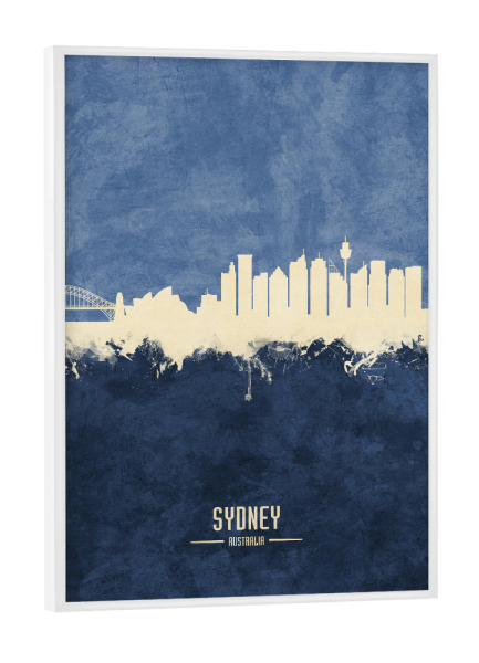 Poster mit weißem Rahmen "Sydney Skyline Navy" artboxONE - Städte / Sydney - Sydney,Australia
