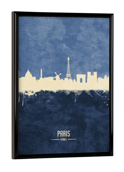 Poster mit schwarzem Rahmen "Paris Skyline Navy" artboxONE - Städte / Paris - Paris,France