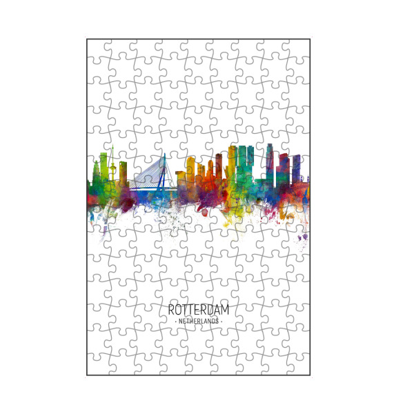 artboxONE Puzzle "Rotterdam Skyline Portrait" artboxONE - Städte - Rotterdam,Netherlands,Skyline,Cityscape,Painting,Watercolour,Stadtbild