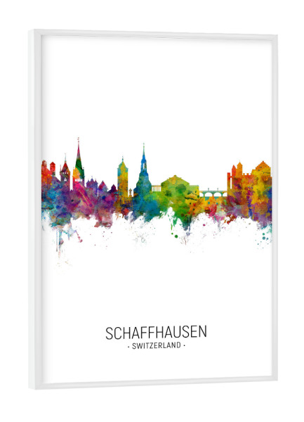 Poster mit weißem Rahmen "Schaffhausen Skyline Portrait" artboxONE - Städte