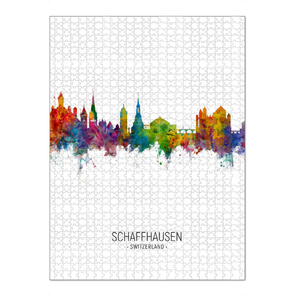 Puzzle Ravensburger "Schaffhausen Skyline Portrait" artboxONE - Städte - Schaffhausen,Switzerland,Skyline,Cityscape,Painting,Watercolour,Stadtbild