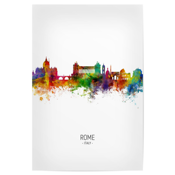 Poster 30x20 cm "Rome Skyline Portrait" artboxONE - Städte - Rome,Italy,Skyline,Cityscape,Painting,Watercolour,Stadtbild