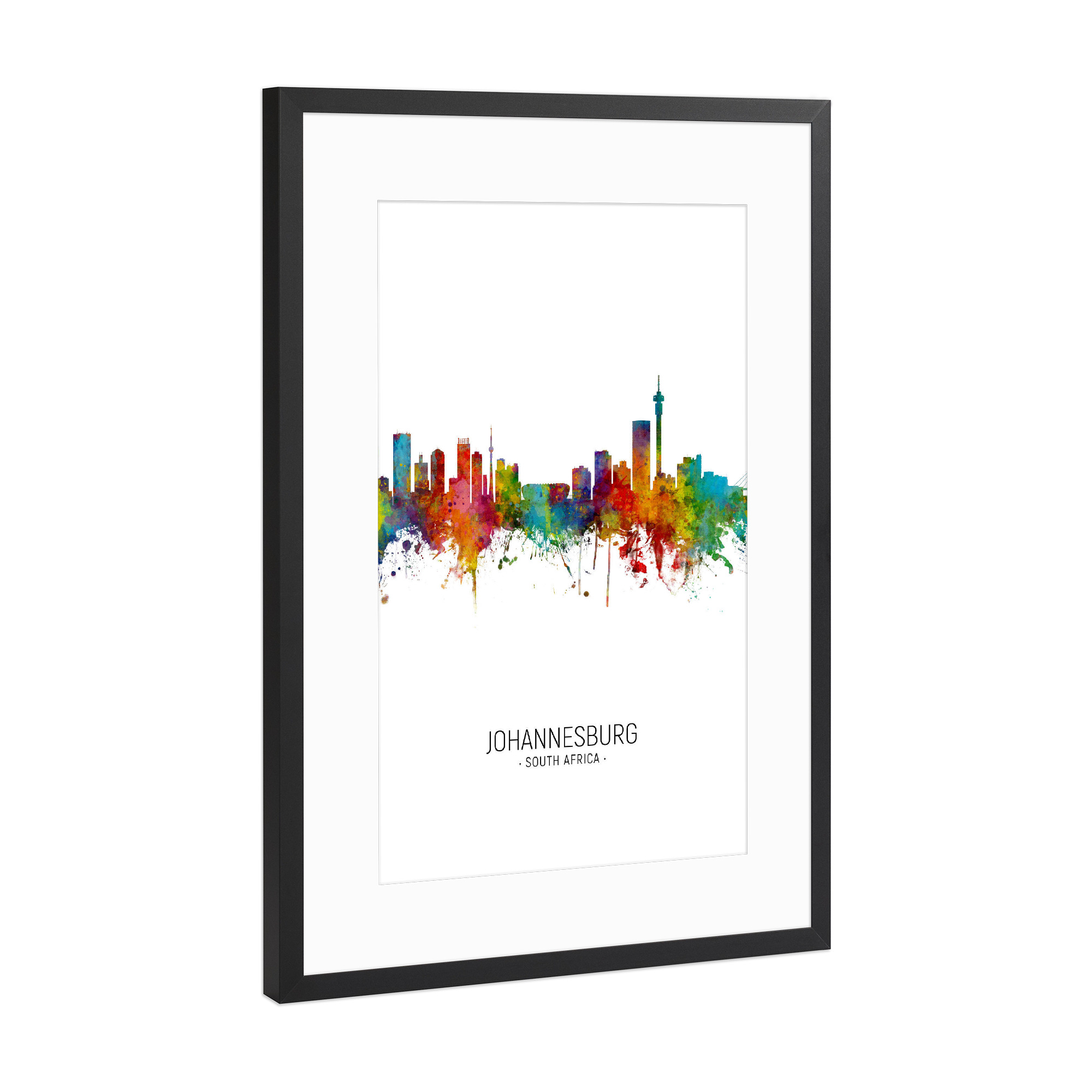Poster mit Rahmen Schwarz (Metallic) "Johannesburg Skyline Portrait" artboxONE - Städte - Johannesburg,South africa