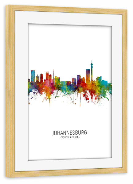 Poster mit Rahmen kiefer "Johannesburg Skyline Portrait" artboxONE - Städte - Johannesburg,South africa