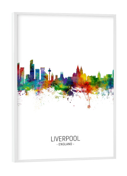 Poster mit weißem Rahmen "Liverpool Skyline Portrait" artboxONE - Städte - Liverpool,England