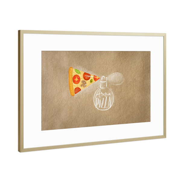 Poster mit Rahmen Gold "Aroma pizza craft" artboxONE - Essen & Trinken,Fashion