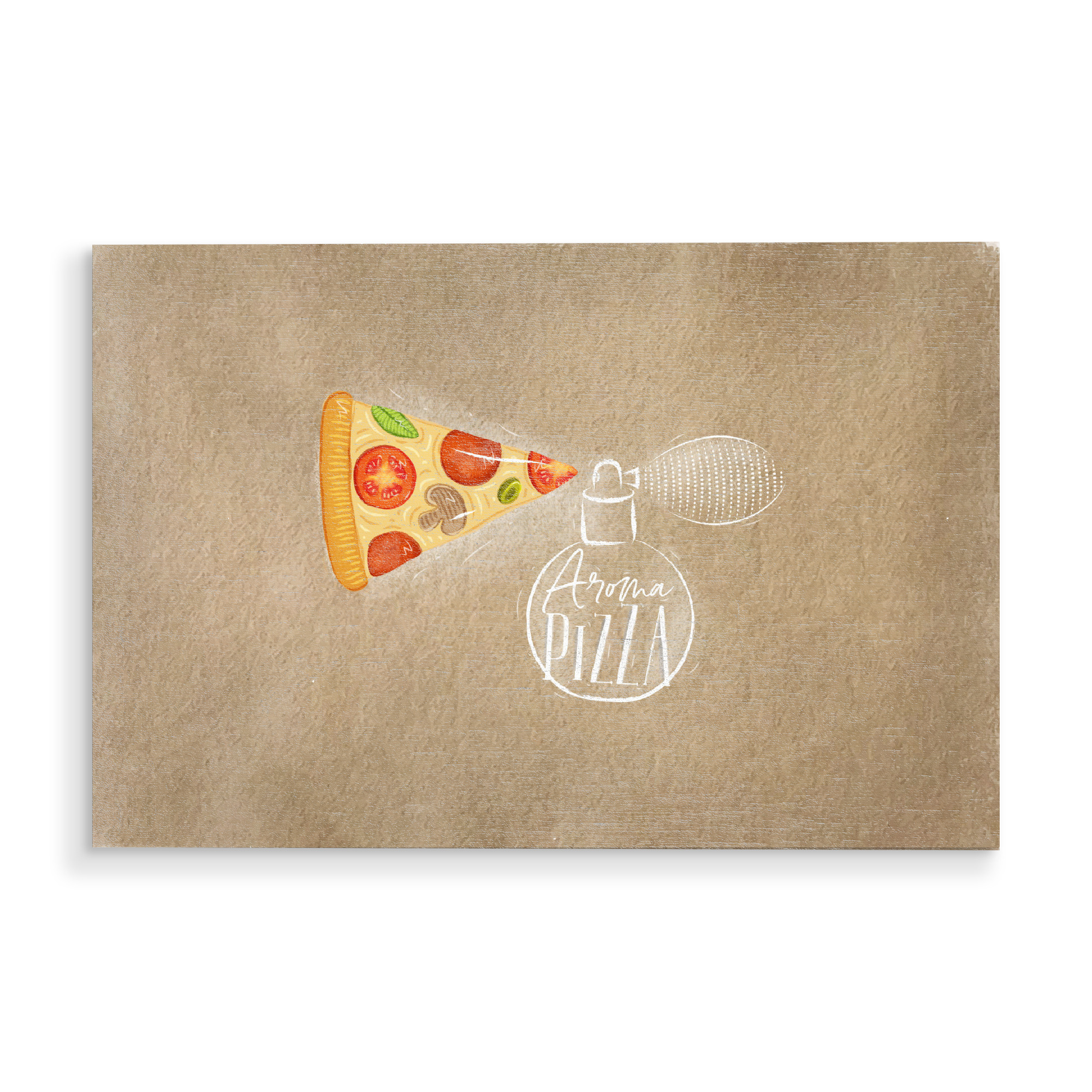 Holzbild "Aroma pizza craft" artboxONE - Essen & Trinken,Fashion - Pizza,Christmas,Food,Holiday,New,Year,Parfum,Aroma,Delicious,Vintage,Retro