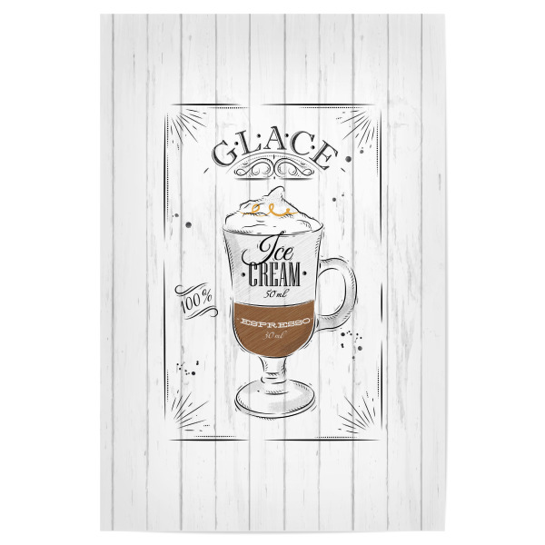 Poster 30x20 cm "Coffee glace wood" artboxONE - Essen & Trinken,Schwarzweiß - Coffee,Cafe,Caffeine,Espresso