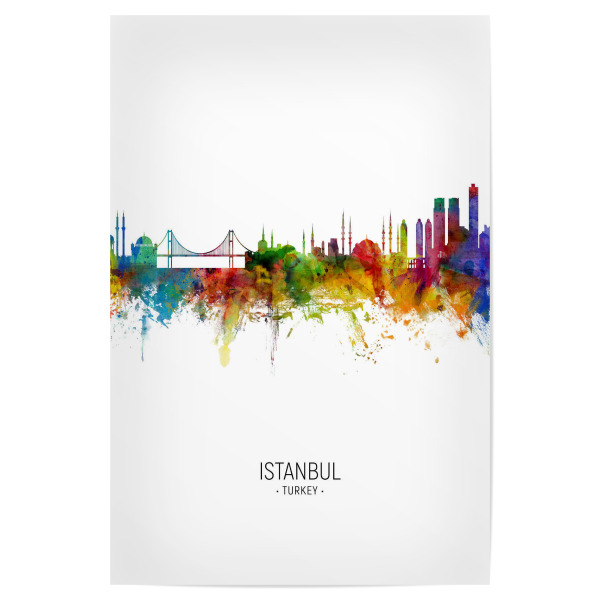 Poster "Istanbul Skyline Portrait" artboxONE - Städte / Istanbul - Istanbul,Turkey,Skyline,Cityscape,Painting,Watercolour,Stadtbild
