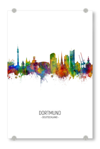 Acrylglasbild "Dortmund Skyline Portrait" artboxONE - Städte - Dortmund,Germany,Skyline,Cityscape,Painting,Watercolour,Stadtbild