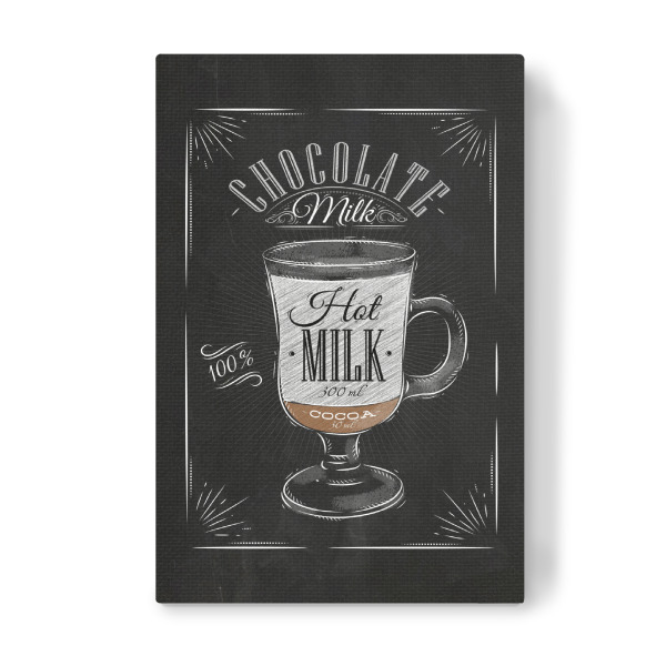 Leinwandbild "Coffee chocolate milk chalk" artboxONE - Essen & Trinken,Schwarzweiß