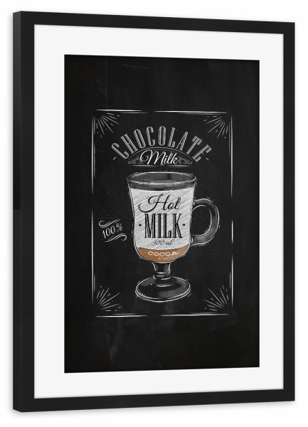 Poster mit Rahmen schwarz "Coffee chocolate milk chalk" artboxONE - Essen & Trinken,Schwarzweiß