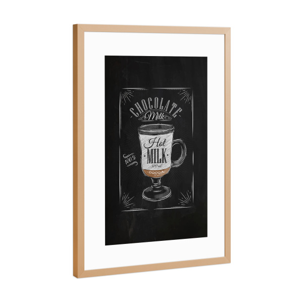 Poster mit Rahmen Kupfer "Coffee chocolate milk chalk" artboxONE - Essen & Trinken,Schwarzweiß