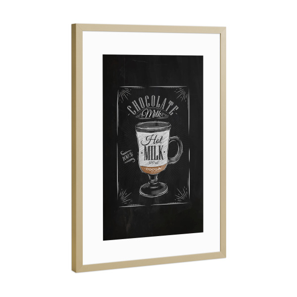 Poster mit Rahmen Gold "Coffee chocolate milk chalk" artboxONE - Essen & Trinken,Schwarzweiß
