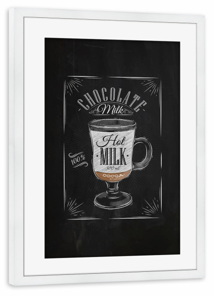 Poster mit Rahmen weiß "Coffee chocolate milk chalk" artboxONE - Essen & Trinken,Schwarzweiß