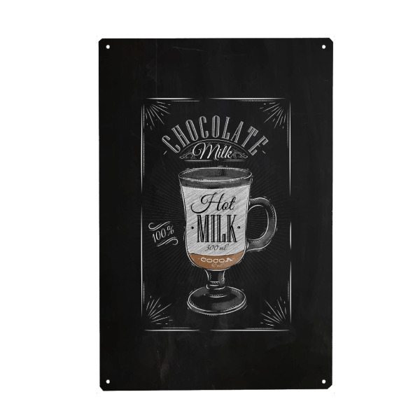 Metall Poster "Coffee chocolate milk chalk" artboxONE - Essen & Trinken,Schwarzweiß