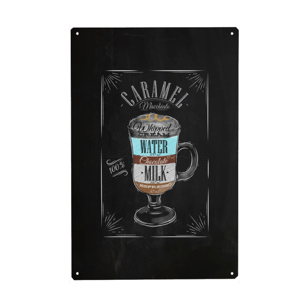 Holzbild "Coffee caramel macchiato chalk" artboxONE - Essen & Trinken,Schwarzweiß