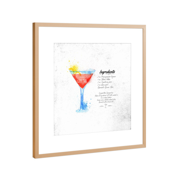 Poster mit Rahmen Kupfer "Cosmopolitan cocktail watercolor" artboxONE - Essen & Trinken / Alkohol