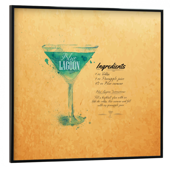 Poster mit schwarzem Rahmen 30x30 cm "Blue Lagoon cocktail craft" artboxONE - Essen & Trinken / Alkohol