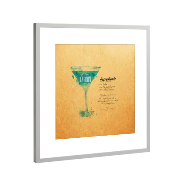 Poster mit Rahmen Silber "Blue Lagoon cocktail craft" artboxONE - Essen & Trinken / Alkohol