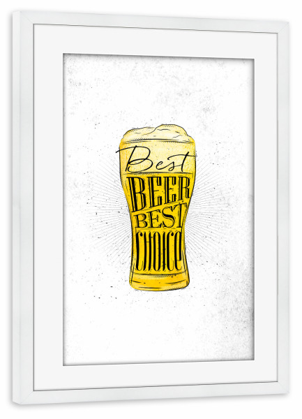 Poster mit Rahmen weiß "Best beer" artboxONE - Schwarzweiß,Essen & Trinken / Alkohol