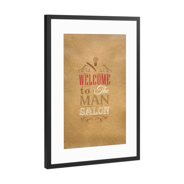 Poster mit Rahmen Schwarz (Metallic) "Barbershop craft" artboxONE - Schwarzweiß,Männer