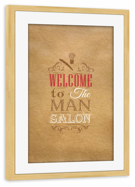 Poster mit Rahmen kiefer "Barbershop craft" artboxONE - Schwarzweiß,Männer - Barber,Hair,Shop,Barbershop,Salon,Mustache,Stamp,Hat,Welcome,Vintage