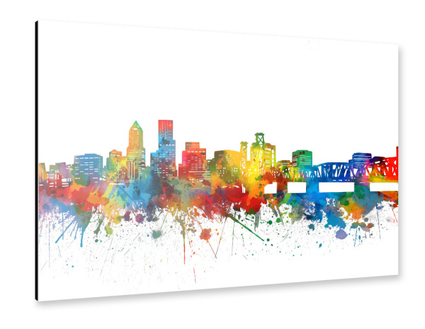 Alu-Dibond "Portland skyline watercolor" 30x20 cm artboxONE
