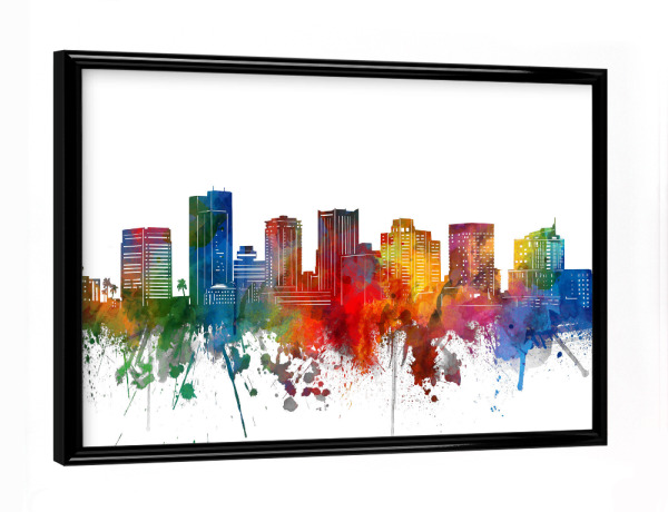 Poster mit schwarzem Rahmen "Phoenix skyline watercolor" artboxONE - Städte,Reise