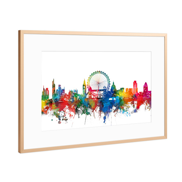 Poster mit Rahmen Kupfer "London skyline colorful" artboxONE - Städte,Städte / London,Abstrakt,Architektur