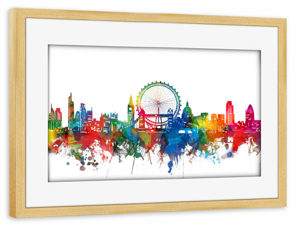 Poster mit Rahmen kiefer "London skyline colorful" artboxONE - Städte,Städte / London,Abstrakt,Architektur