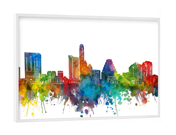 Poster mit weißem Rahmen "Austin skyline watercolor" artboxONE - Städte - Austin,Texas,Cityscape,Skyline,Usa,America