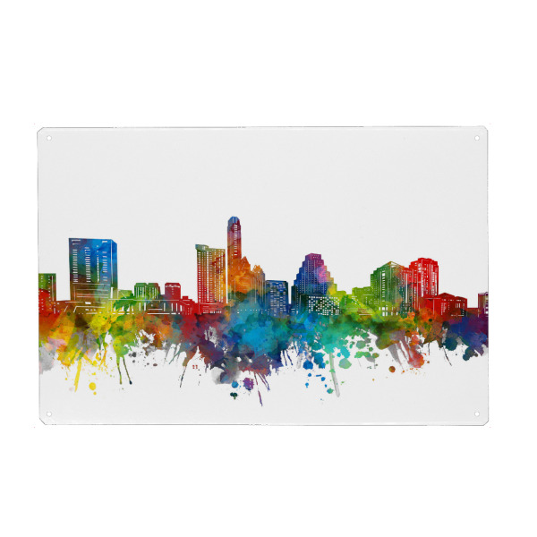 Holzbild "Austin skyline watercolor" artboxONE - Städte - Austin,Texas,Cityscape,Skyline,Usa,America