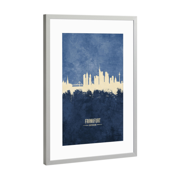 Poster mit Rahmen Silber "Frankfurt Skyline Navy" artboxONE - Städte / Frankfurt - Frankfurt,Germany