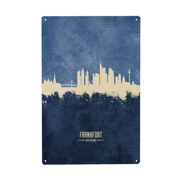 Holzbild "Frankfurt Skyline Navy" artboxONE - Städte / Frankfurt - Frankfurt,Germany
