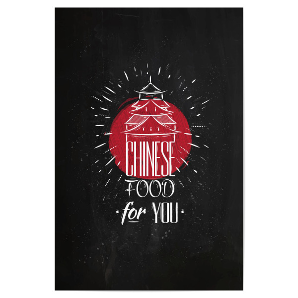 Poster "Chinese food house chalk" artboxONE - Essen & Trinken,Schwarzweiß - Asian,Food,China,Asia,Chinese,Chalkboard,Chalk,Retro,Vintage