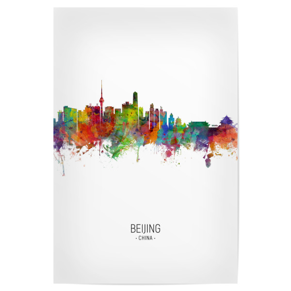 Poster "Beijing Skyline Portrait" artboxONE - Städte - Beijing,China,Skyline,Cityscape,Painting,Watercolour,Stadtbild