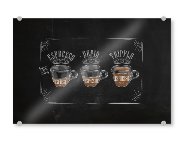 Acrylglasbild "Coffee espresso chalk" artboxONE - Essen & Trinken,Schwarzweiß