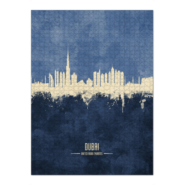 Puzzle Ravensburger "Dubai UAE Skyline Navy" artboxONE - Städte / Dubai - Dubai,Uae,Skyline,Cityscape,Painting,Watercolour,Stadtbild - Bild dubai