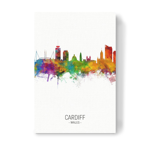 Leinwandbild "Cardiff Skyline Portrait" artboxONE - Städte - Cardiff,Wales,Skyline,Cityscape,Painting,Watercolour,Stadtbild